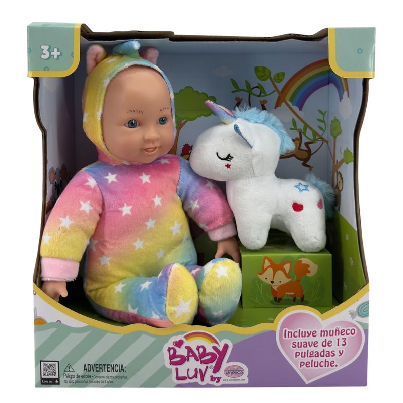 UNEEDA - Muñeca Bebé 32 cm con Peluche de Unicornio