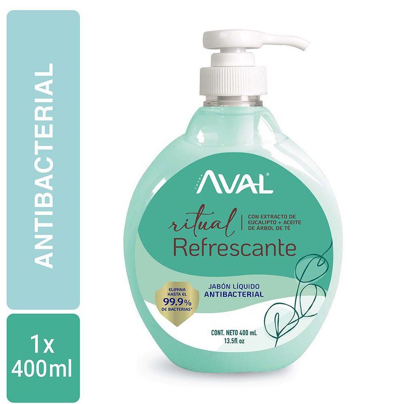 AVAL - Jabón Líquido Aval Antibacterial Refrescante Envase 400 mL