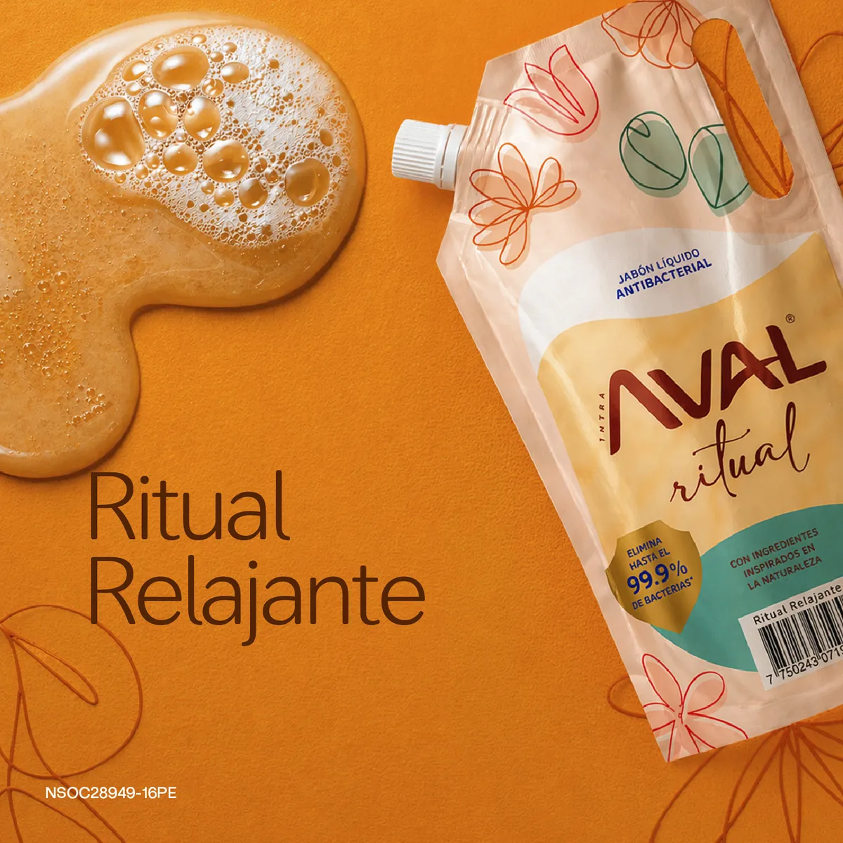 AVAL - Jabón Líquido Antibacterial Aval Ritual Doypack 800 mL