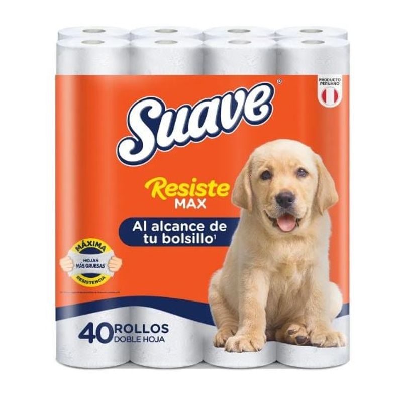 SUAVE - Papel Higiénico Suave Resiste Max Doble Hoja Empaque 40 Rollos