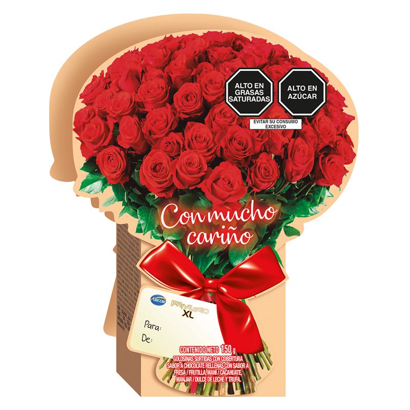 PRIVILEGIO - Golosinas Surtidas Privilegio Sabor A Chocolate Y Relleno De Fresa Ramo De Flores  Caja 150 g