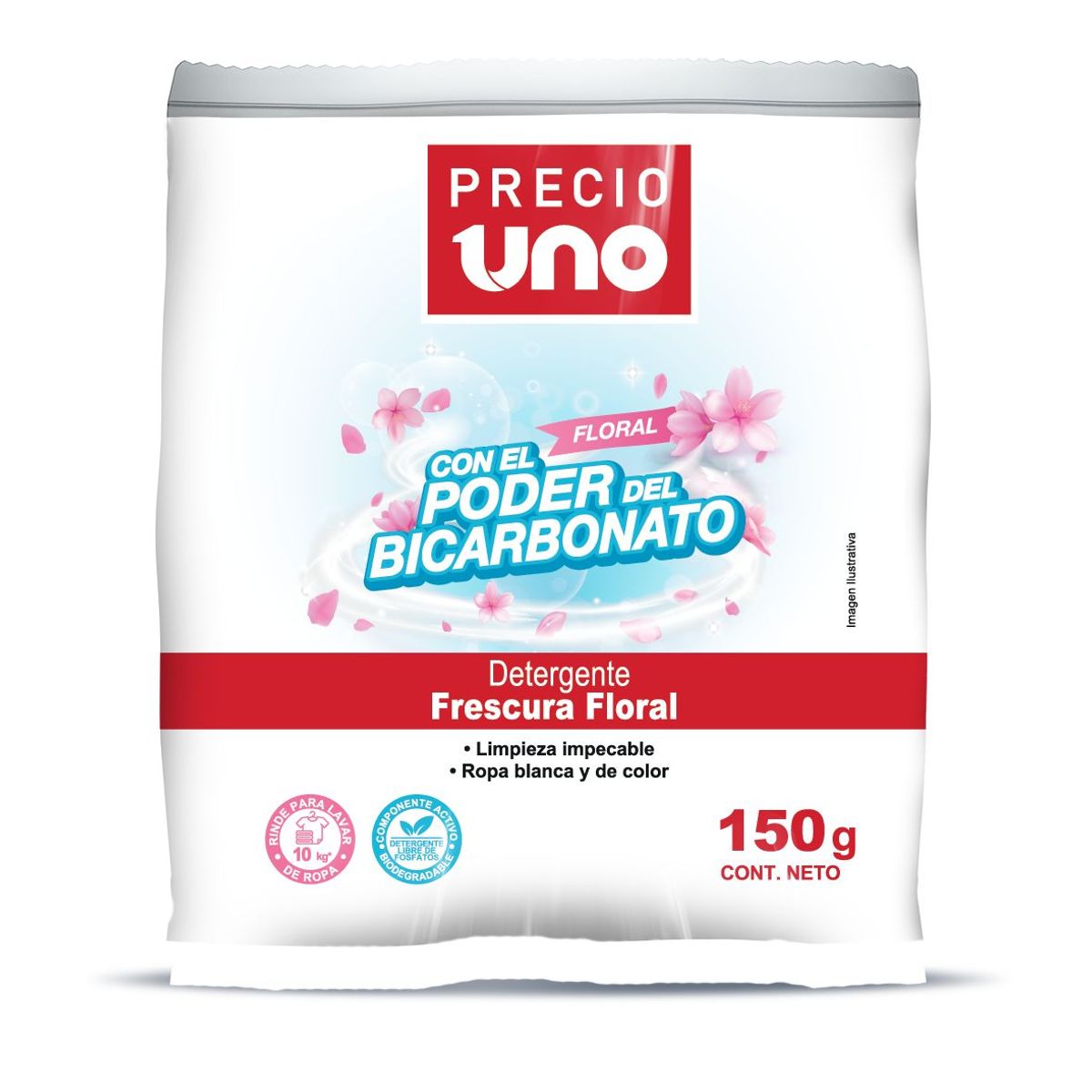 PRECIO UNO - Detergente Precio Uno Polvo Frescura Floral Bolsa 150 g