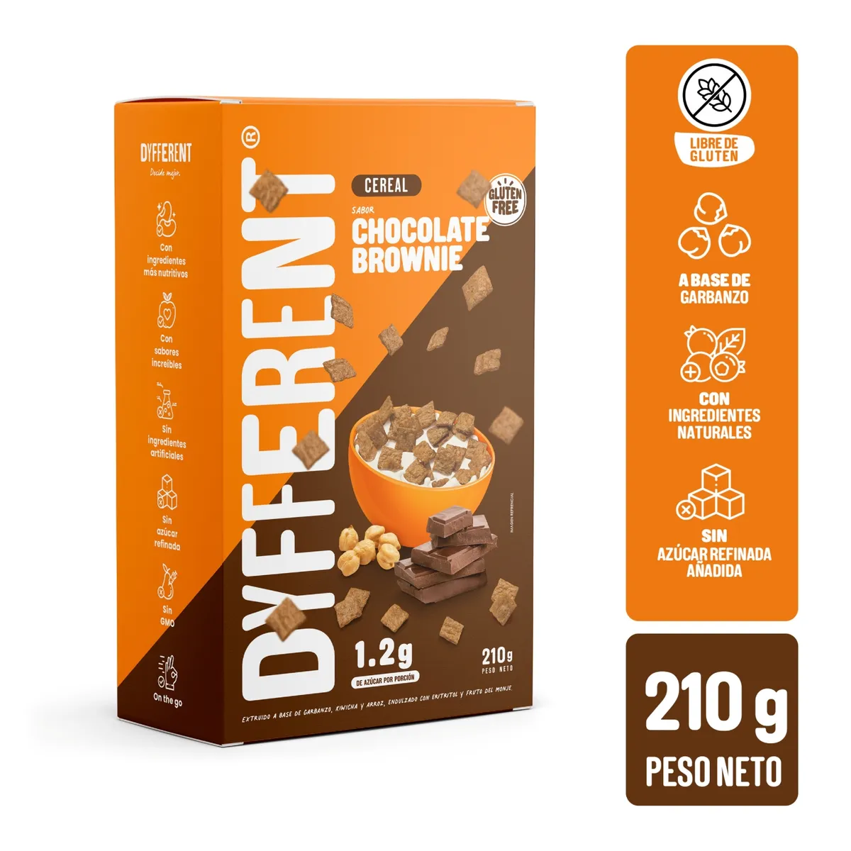 DYFFERENT - Cereal de Garbanzo Chocolate Brownie Dyfferent Caja 210 g