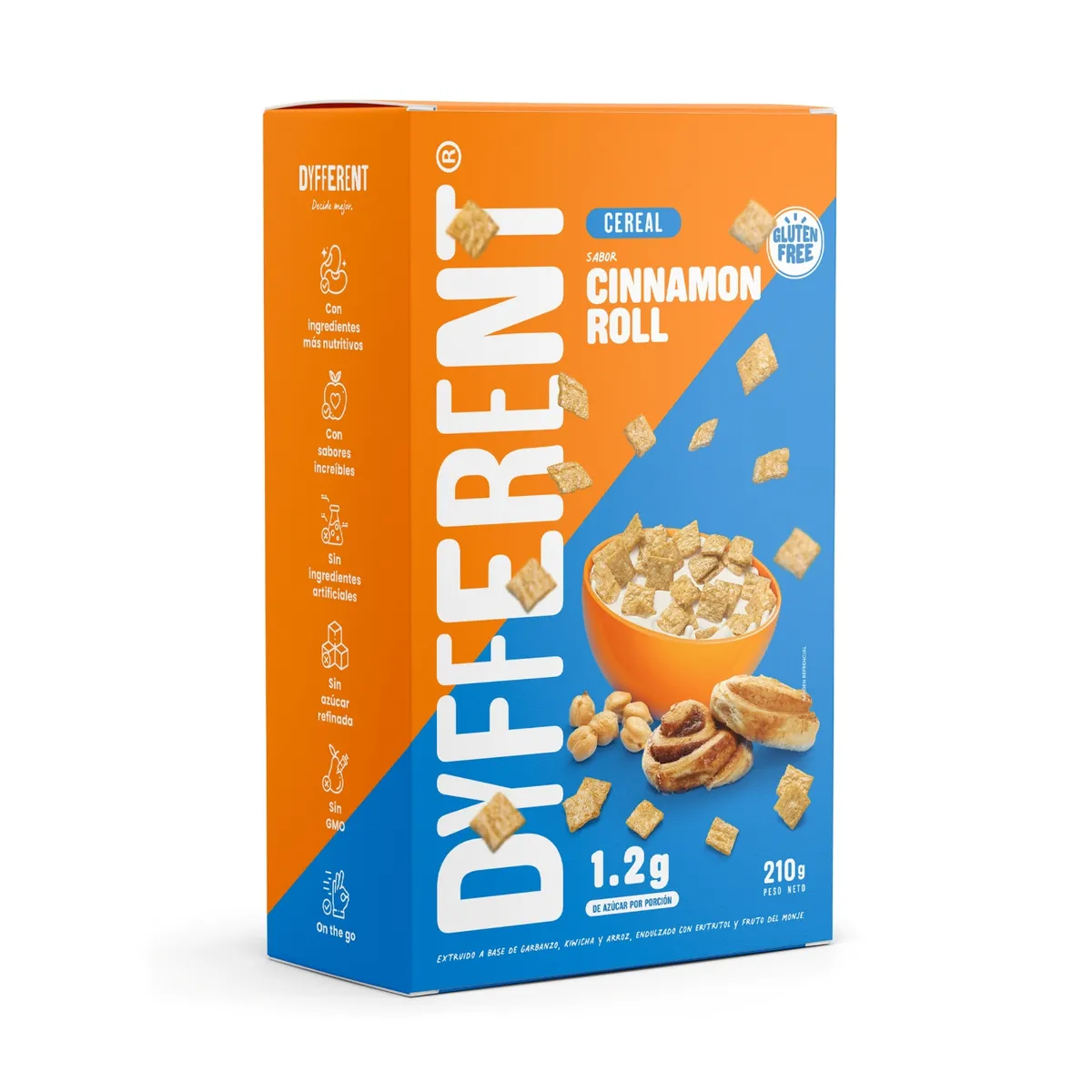 DYFFERENT - Cereal de Garbanzo Cinnamon Roll Dyfferent Caja 210 g