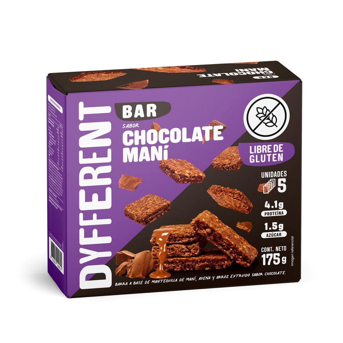 DYFFERENT - Barra de Maní Chocolate Dyfferent Caja 5 Und