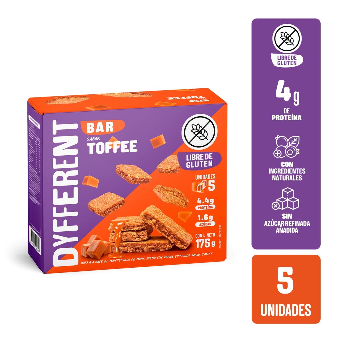 DYFFERENT - Barra Maní y Toffee Dyfferent Caja 5 Und