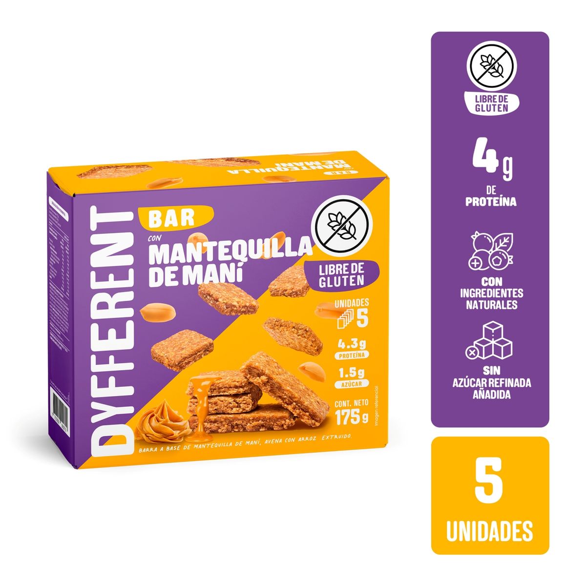 DYFFERENT - Barra de Maní Mantequilla de Maní Caja 5 Und