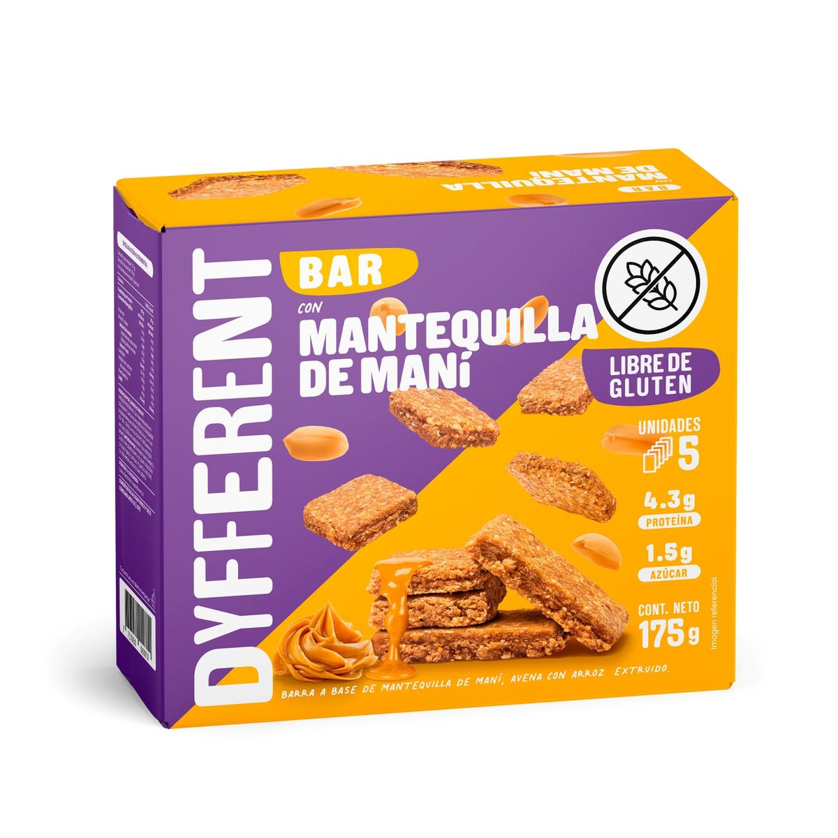 DYFFERENT - Barra de Maní Mantequilla de Maní Caja 5 Und