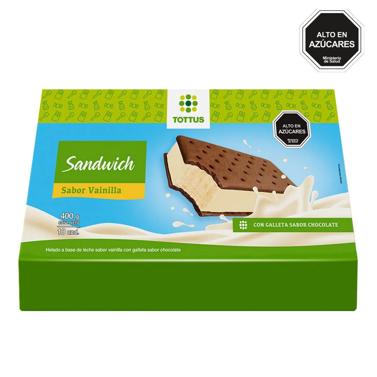 TOTTUS - Helado Sandwich Vainilla Tottus Caja 10 Und