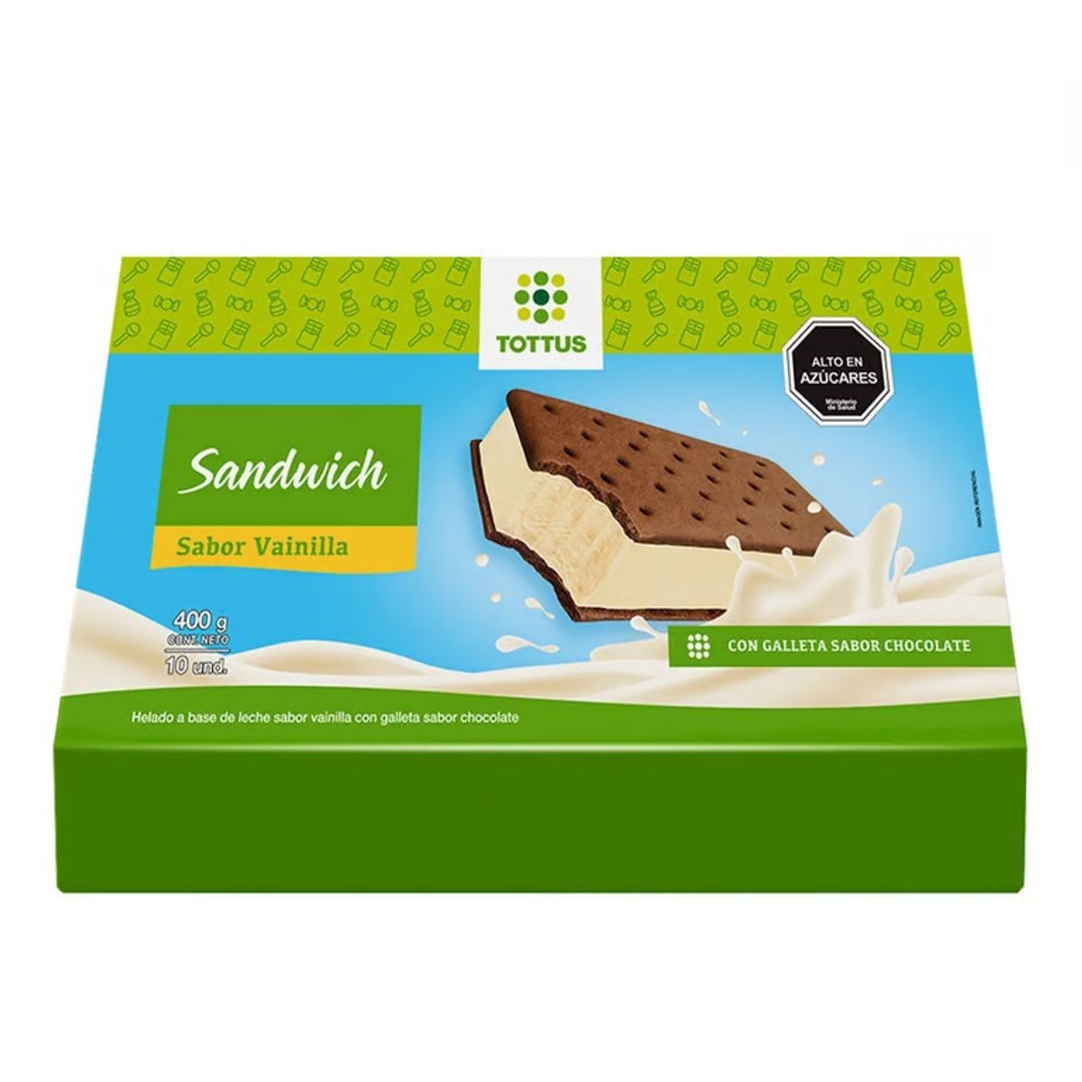 TOTTUS - Helado Sandwich Vainilla Tottus Caja 10 Und