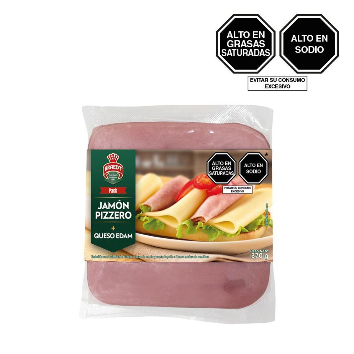 BRAEDT - Pack Jamón Pizzero y Queso Edam Braedt Empaque 370 g