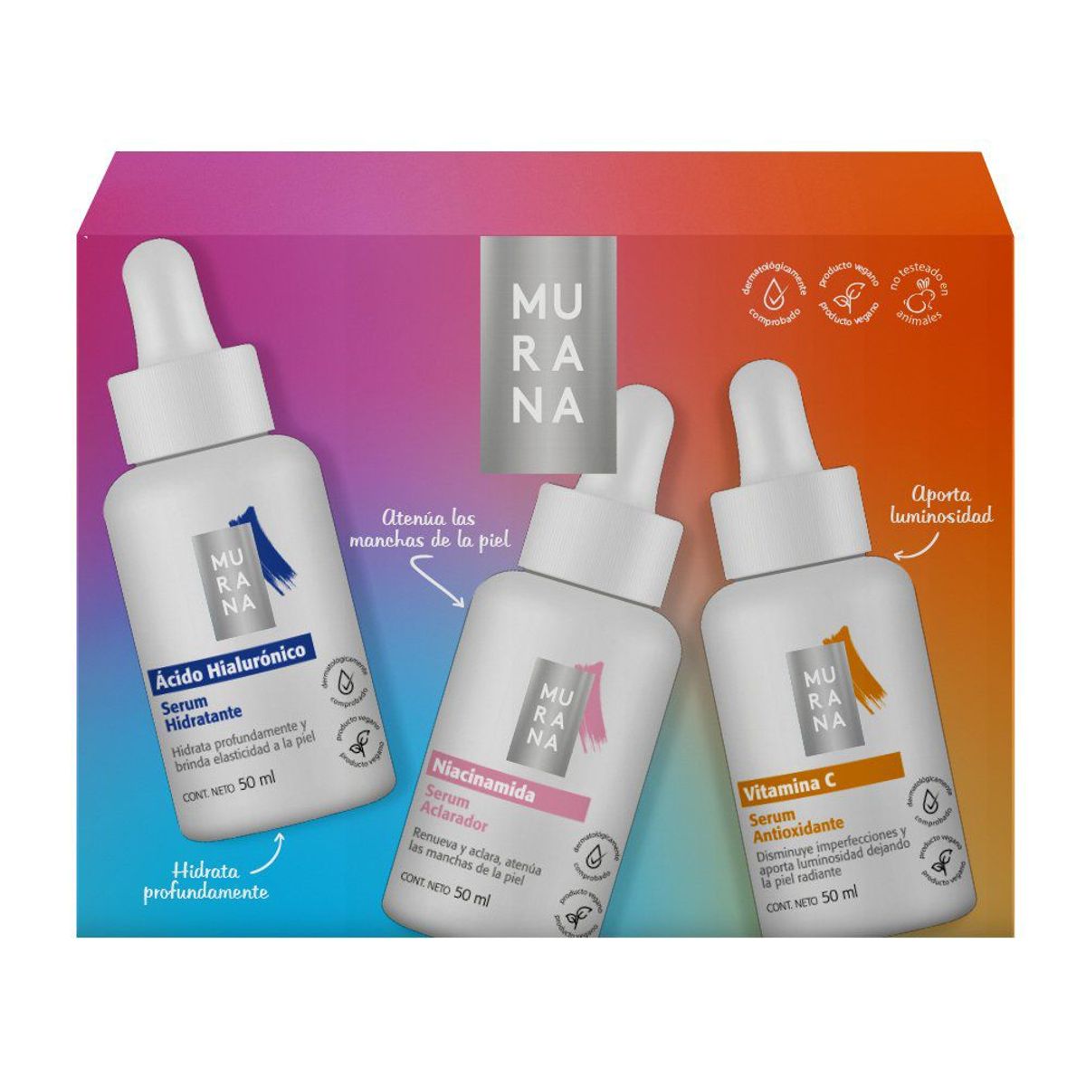 MURANA - Tripack Murana Sérum Hialurónico + Niacinamida + Vitamina C
