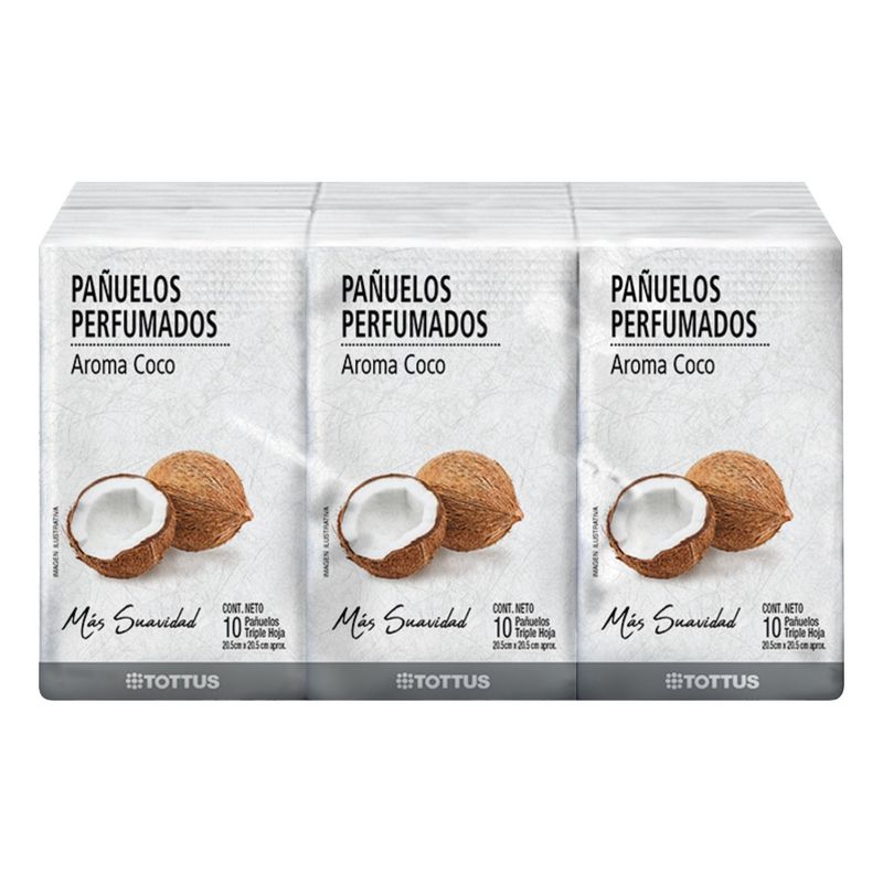 TOTTUS - Pañuelos Tottus Aroma Coco Pack 6 Empaques De 10 Und