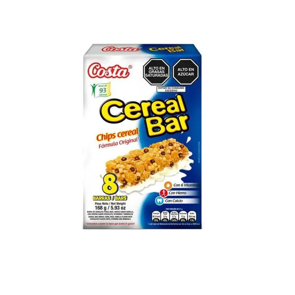 COSTA - Barras de Cereal Costa Cereal Bar Chips Caja 8 Und