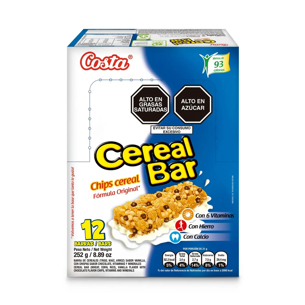 COSTA - Barras de Cereal Costa Cereal Bar Chips Caja 12 Und