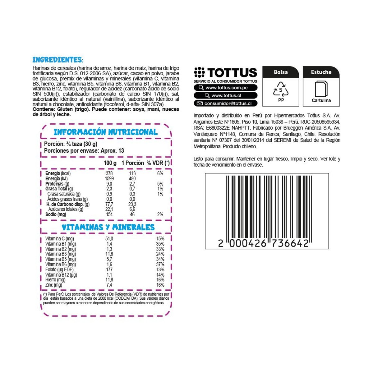 TOTTUS KIDS - Chocoriz Tottus Kids 380G