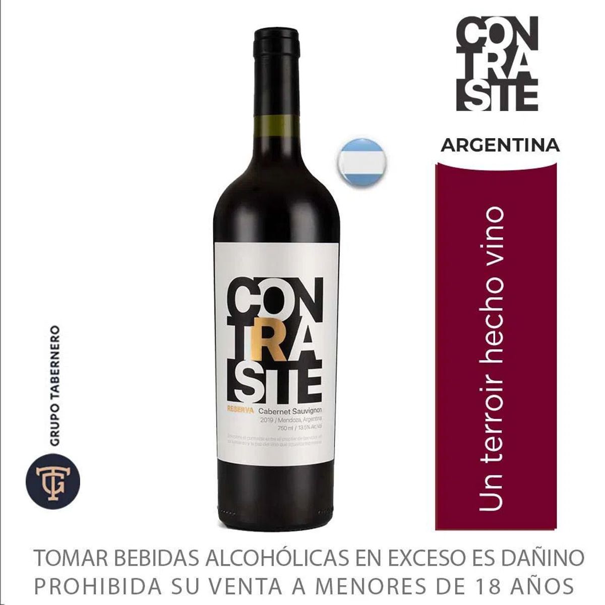 CONTRASTE - Vino Contraste Cabernet Sauvignon Botella 750 mL