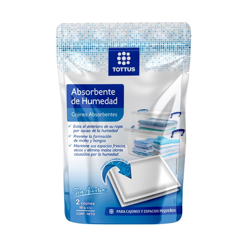 TOTTUS - Absorbente Humedad Tottus Cojín Sin Aroma Pack 2 Empaques 50 g