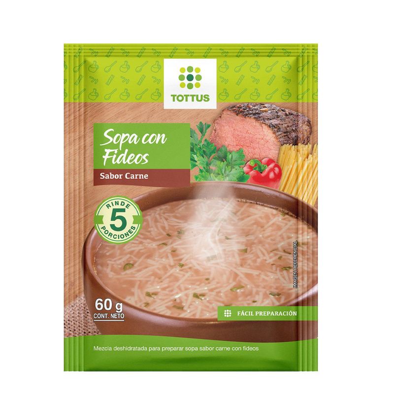 TOTTUS - Sopa de Fideos Carne Tottus Empaque 60 g