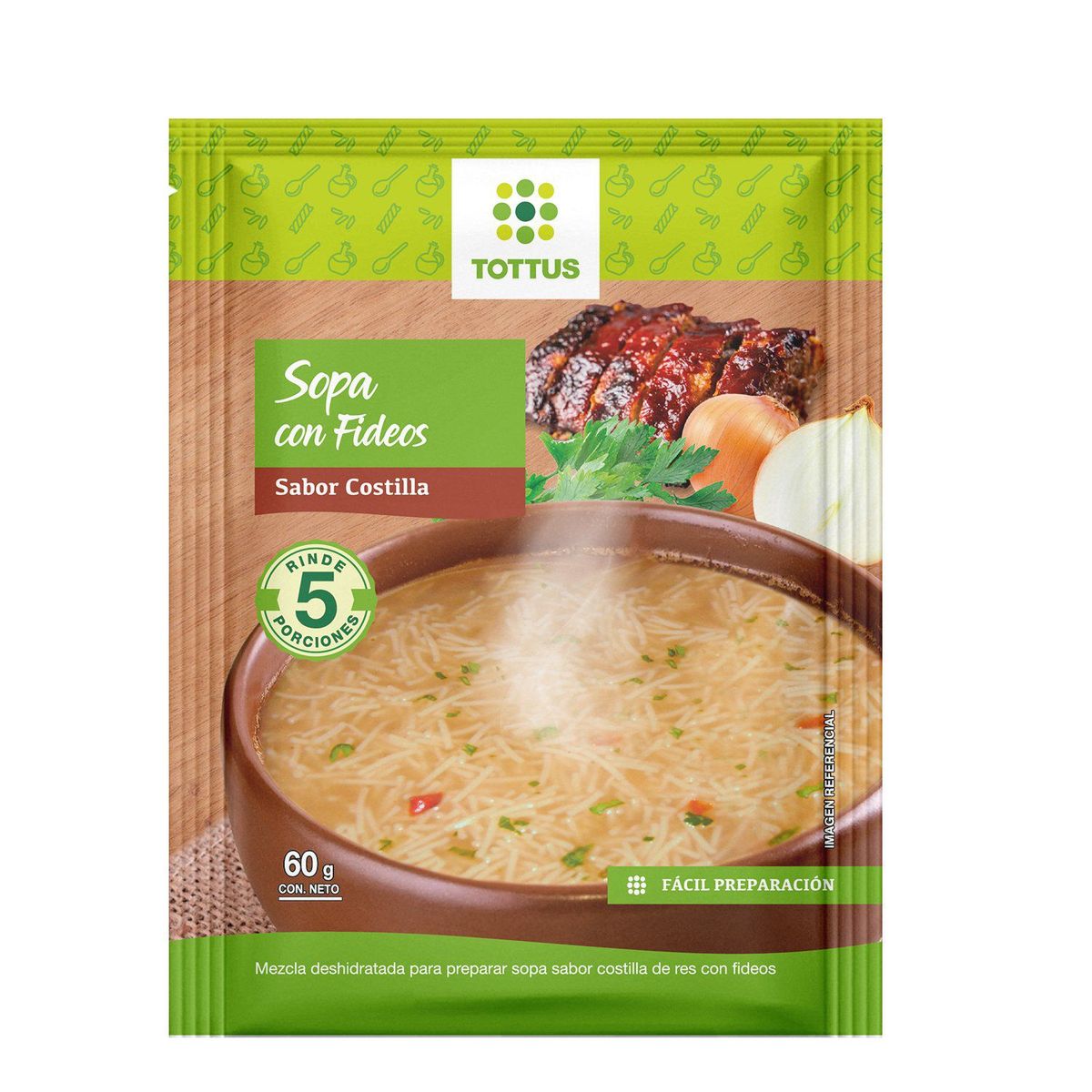 TOTTUS - Sopa de Costilla con Fideos Tottus Empaque 60 g