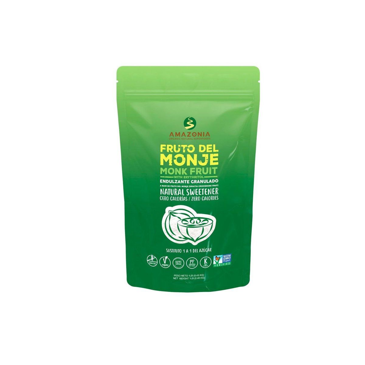 AMAZONIA - Endulzante Granulado Monk Fruit Amazonia Empaque 450 g