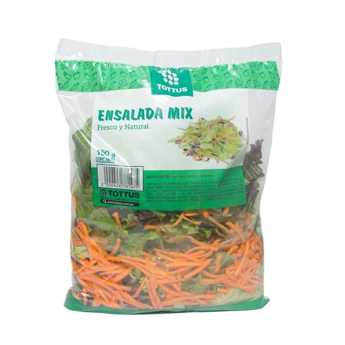 TOTTUS - Ensalada Mix Tottus Bolsa X 150 g