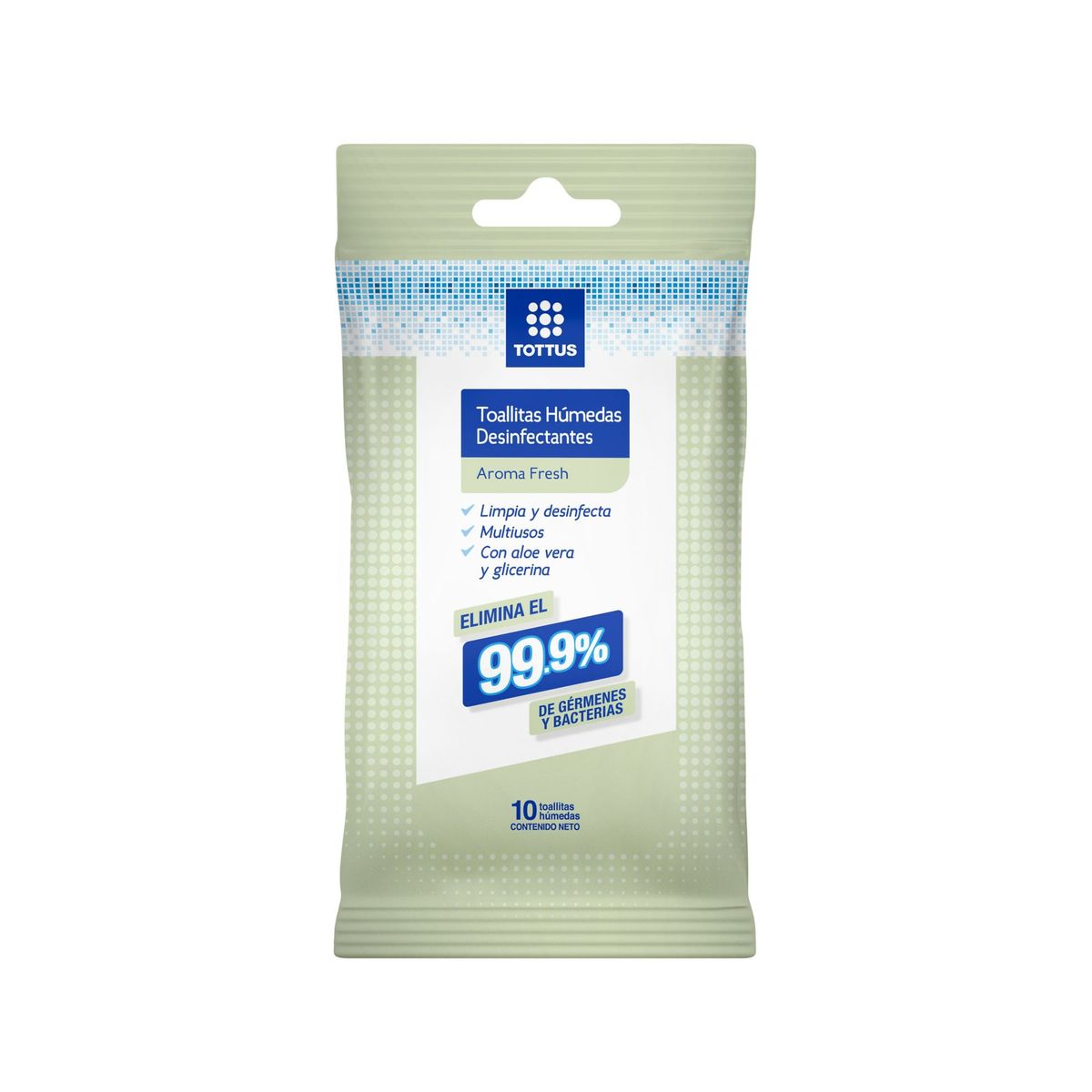 TOTTUS - Toallitas Húmedas Desinfectantes Tottus Aroma Fresh Empaque 10 Und