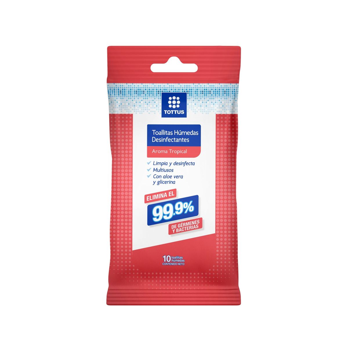 TOTTUS - Toallitas Húmedas Desinfectantes Tottus Aroma Tropical Empaque 10 Und