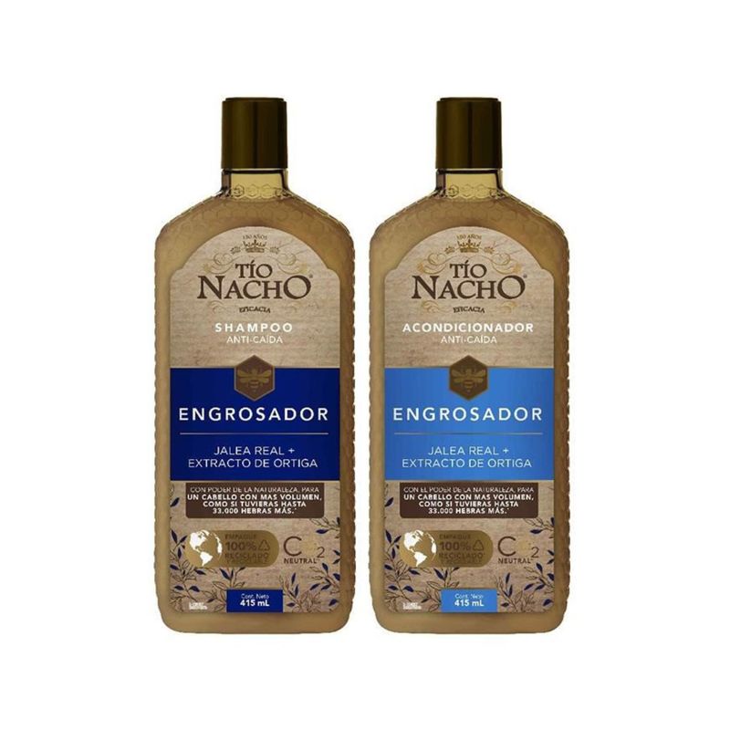 TIO NACHO - Pack Tío Nacho Shampoo + Acondionador Engrosador Botellas 415 mL