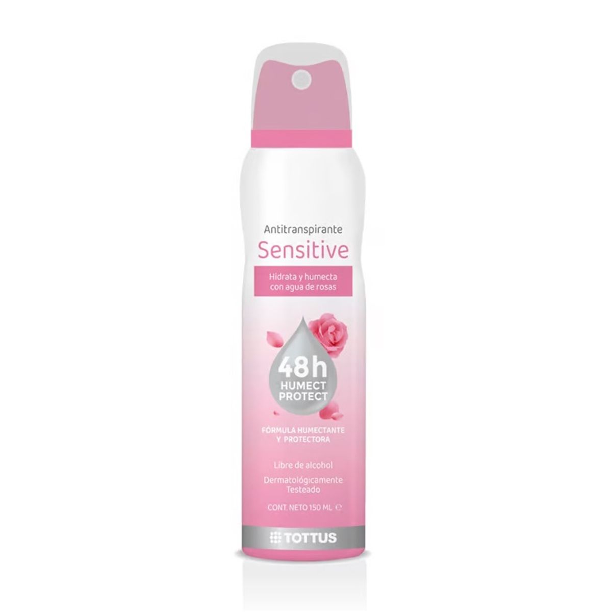 TOTTUS - Antitranspirante en Spray Tottus Mujer Sensitive Agua de Rosas Envase 150 mL
