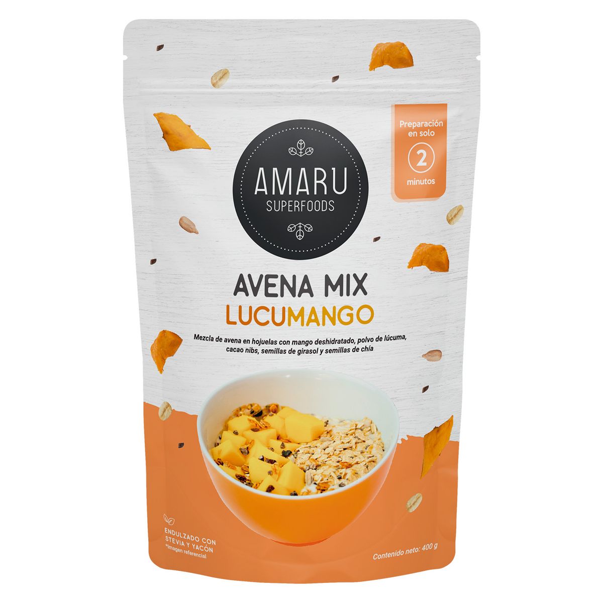AMARU SUPERFOODS - Avena Mix Amaru Superfoods Lucumango Empaque 400 g