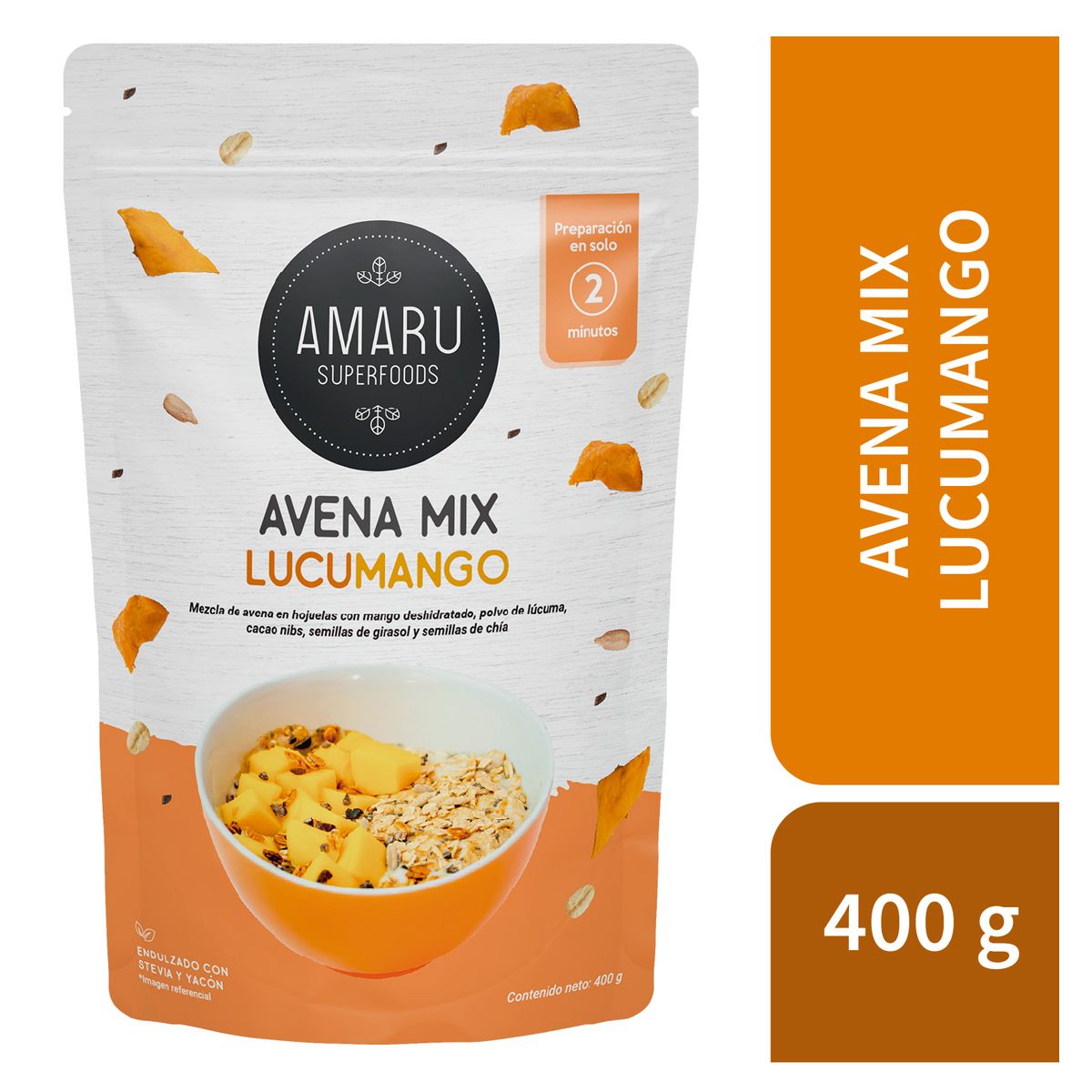 AMARU SUPERFOODS - Avena Mix Amaru Superfoods Lucumango Empaque 400 g