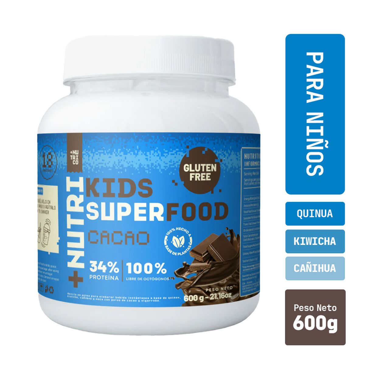NUTRICO - Proteína Vegana Kids NutriCo Cacao Pote 600 g