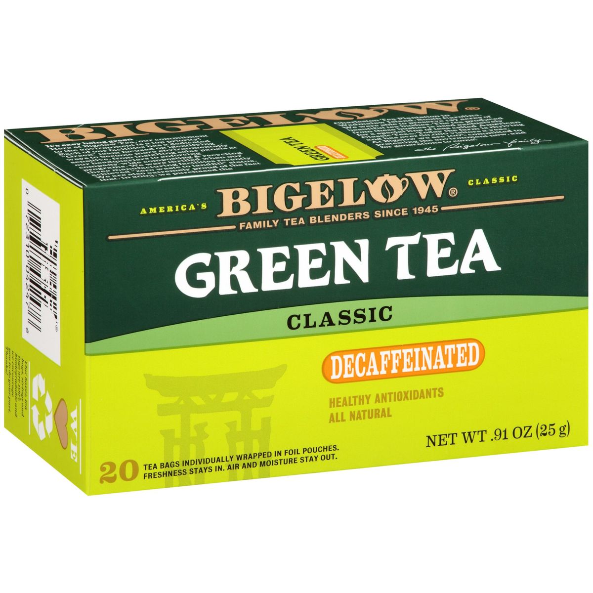 BIGELOW - Infusión de Té Verde Descafeí­nado Bi gelow 25 g