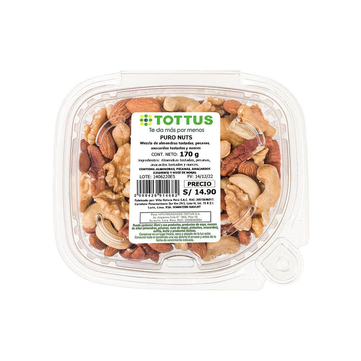 TOTTUS - Mix Tottus Puro Nuts Envase 170 g