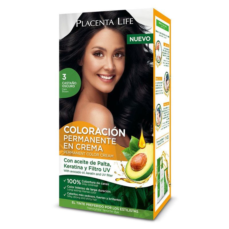 PLACENTA LIFE - Kit Coloración Placenta Life Castaño Oscuro 3