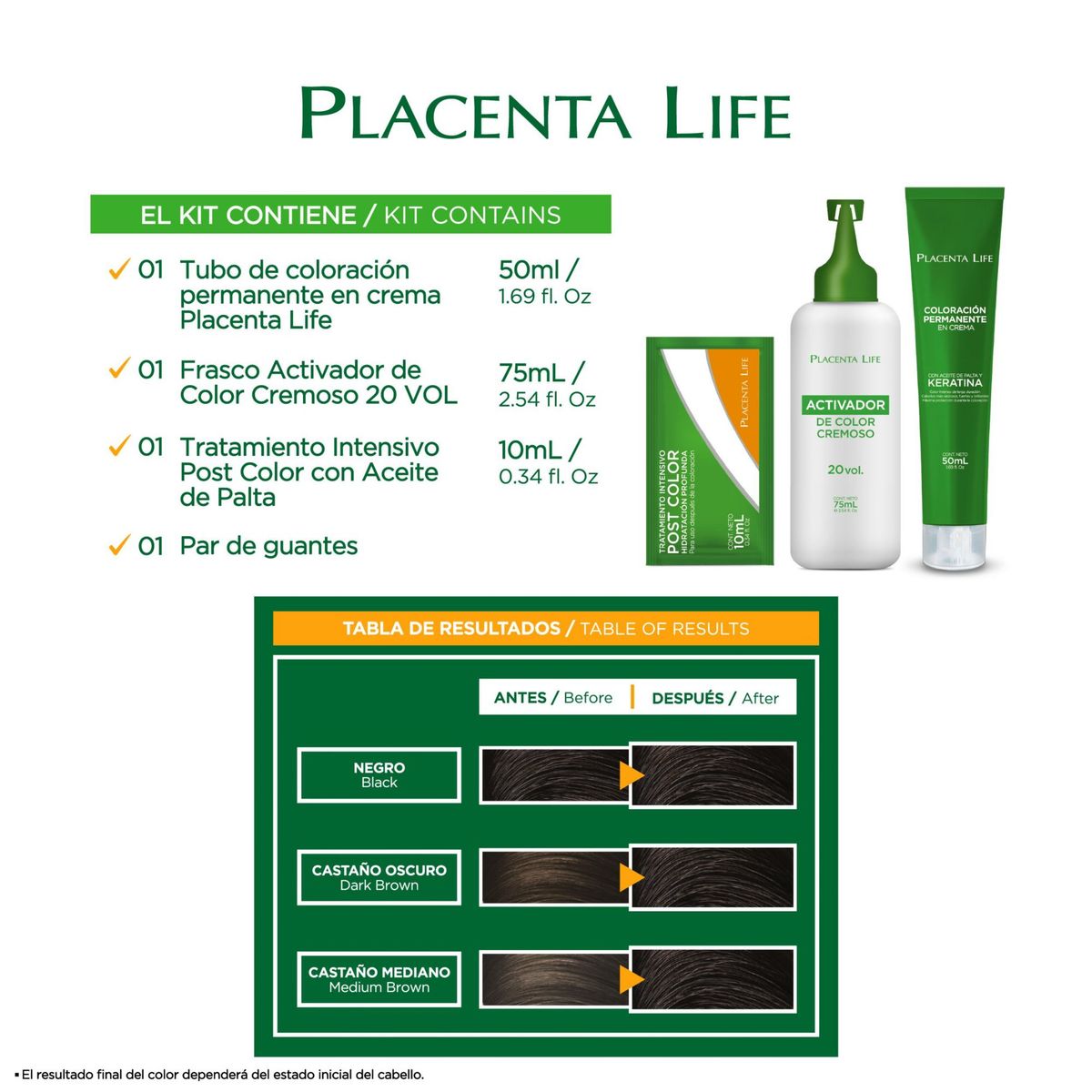PLACENTA LIFE - Tinte Placenta Life Tono 1 Negro