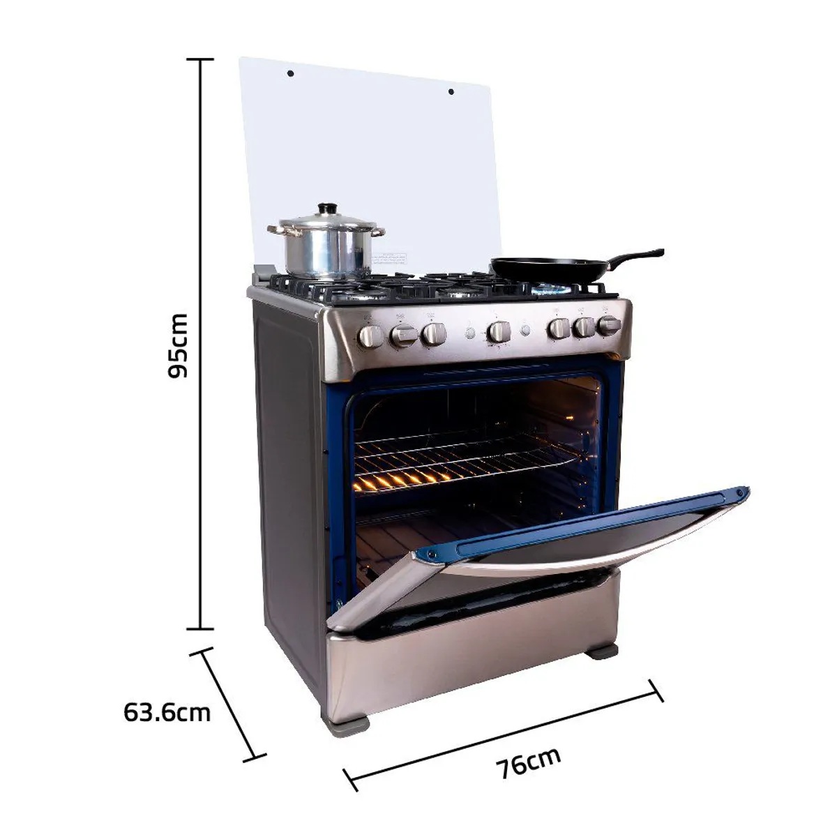 INDURAMA - Cocina 30 Pulgadas 6 Hornillas con Encendido Eléctrico Parma Croma