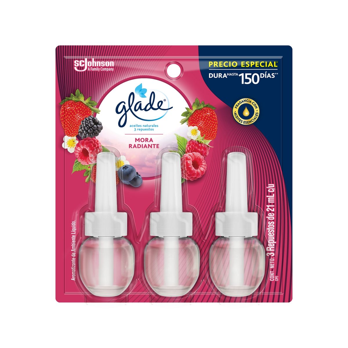 GLADE - Repuesto Ambientador en Aceite Glade Mora Radiante Empaque 3 Und
