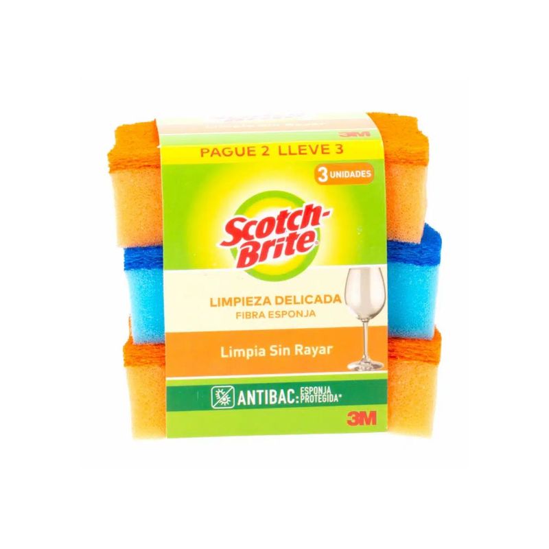 SCOTCH BRITE - Esponja Scotch Brite Limpieza Delicada Pack 3 Und