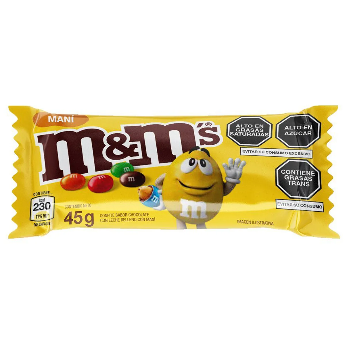 MYM - Caja de M&M Sabor Chocolate con Leche Relleno con Maní 18 Unidades