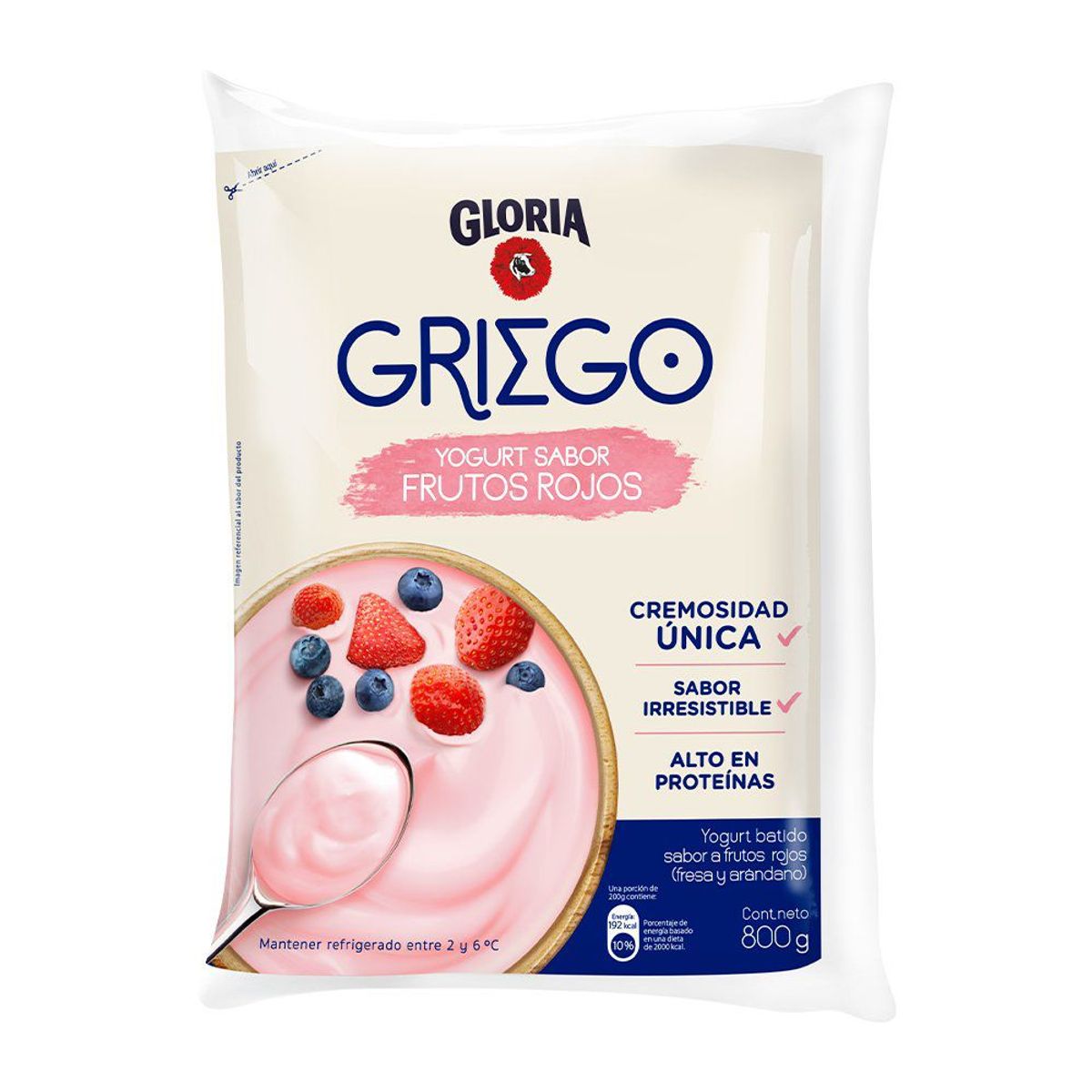 GLORIA - Yogurt Gloria Griego Frutos Rojos Bolsa 800 g