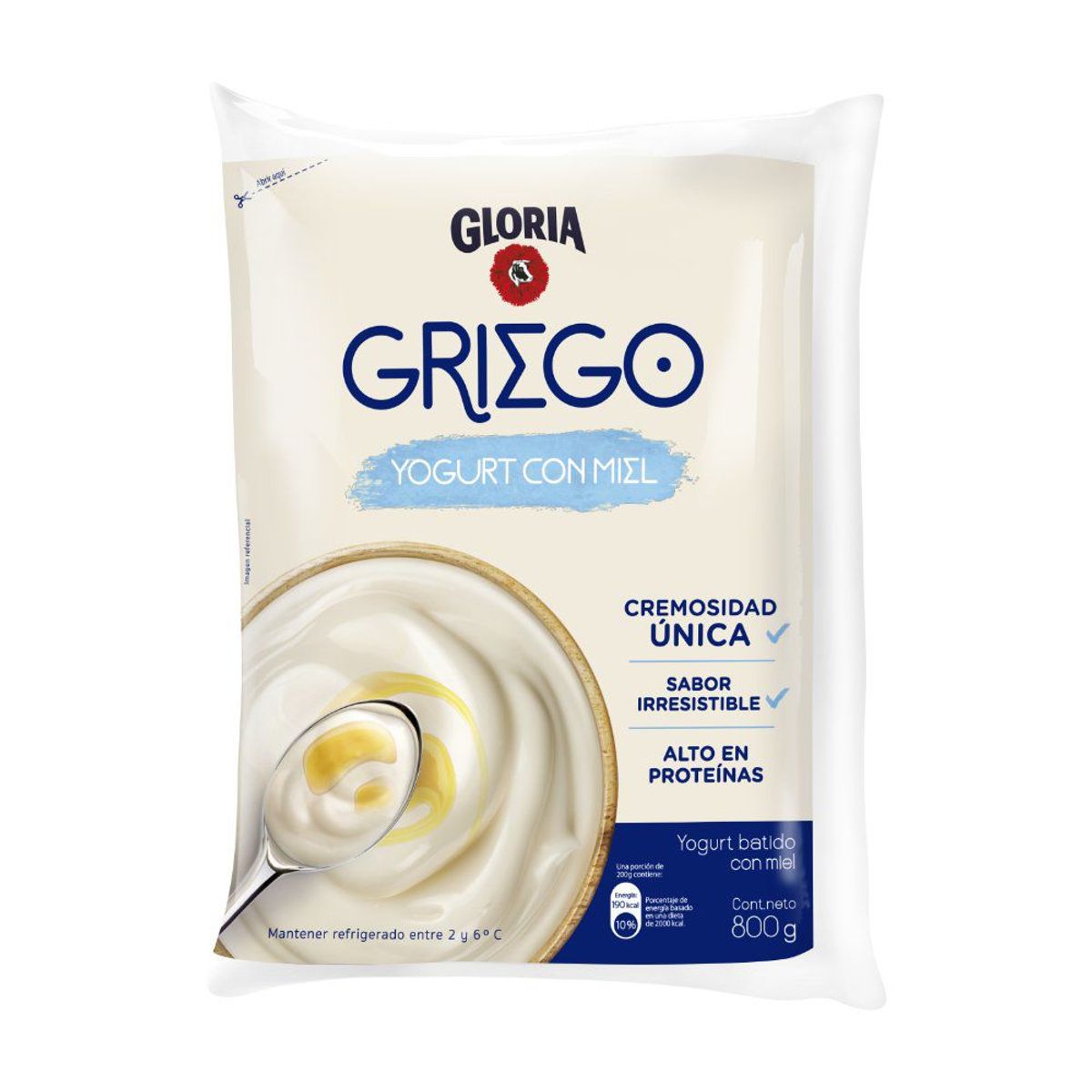 GLORIA - Yogurt Gloria Griego con Miel Bolsa 800 g