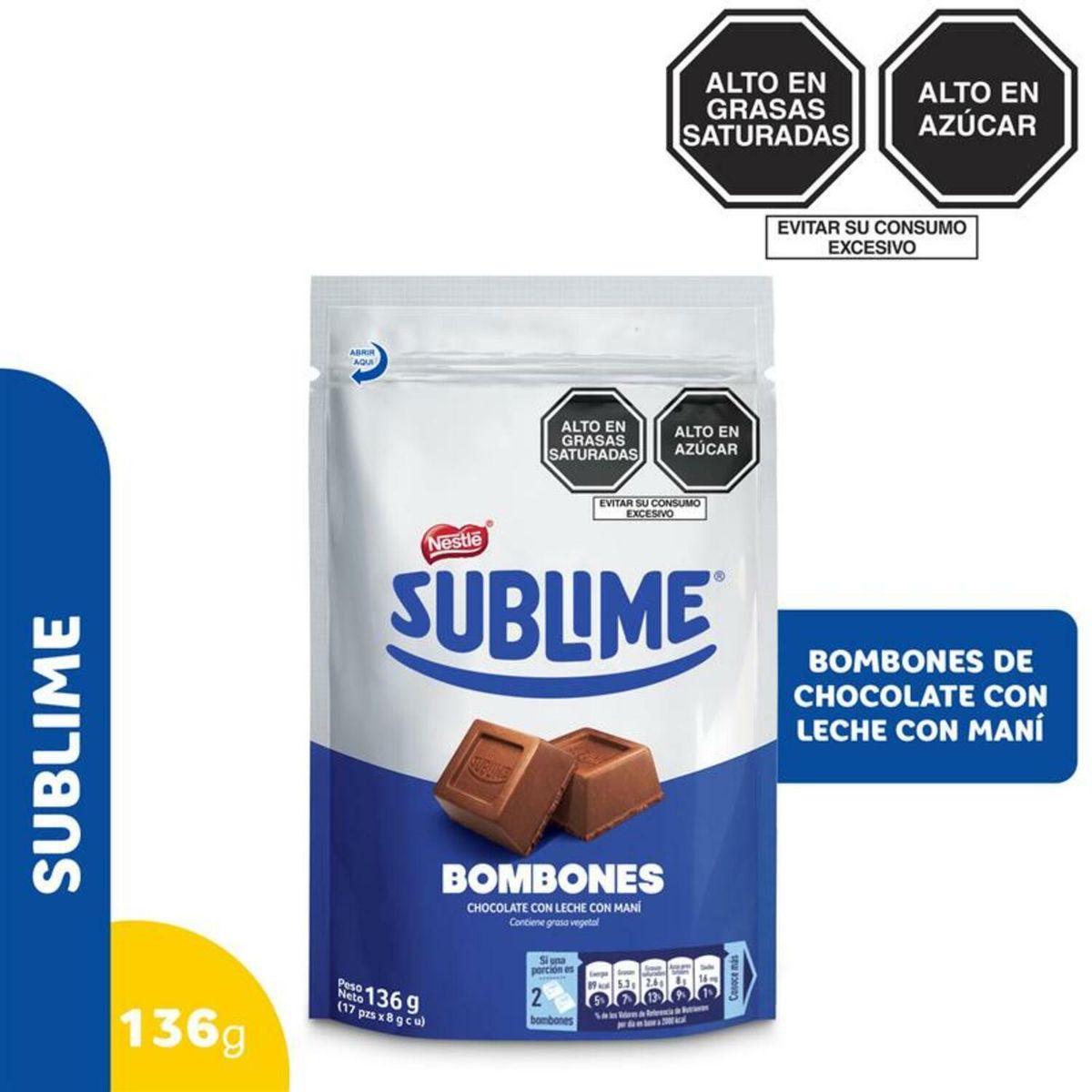 SUBLIME - Bombones Chocolate Sublime Crema Maní Doypack 136 g