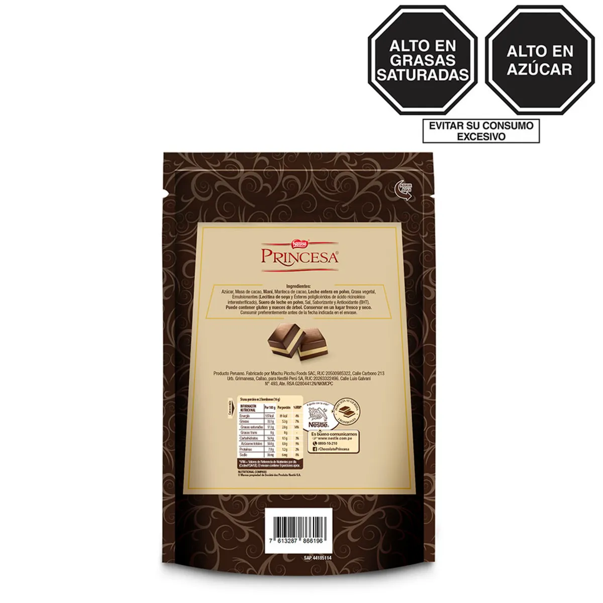 PRINCESA - Chocolate Princesa Rellena Crema Maní Doypack 136 g
