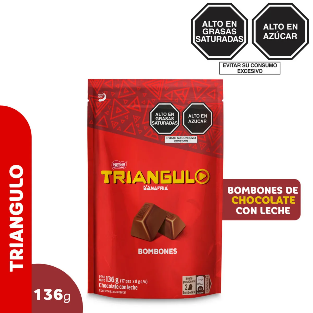 TRIANGULO - Bombones Chocolate Triángulo con Leche Doypack 136 g