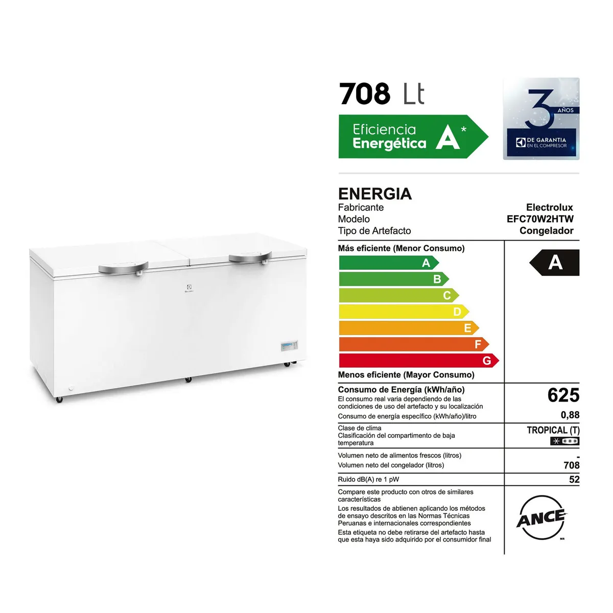 ELECTROLUX - Congeladora Electrolux 708 L Efc70W2Htw