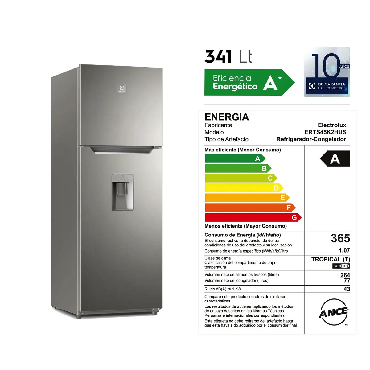 ELECTROLUX - Refrigeradora No Frost 197 L Erts45K2Hus