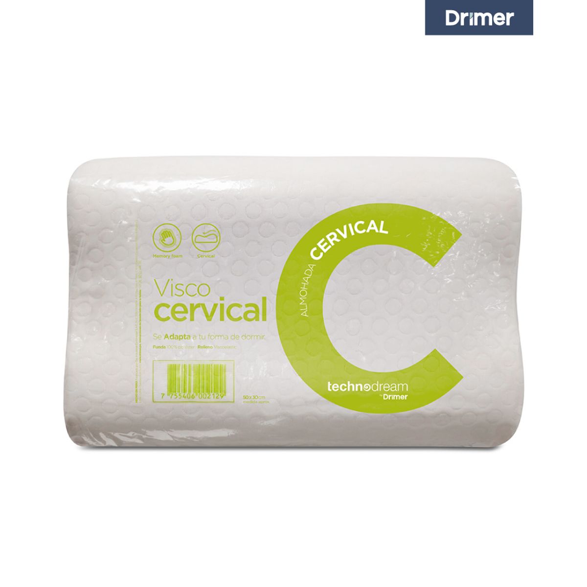 TECHNODREAM - Almohada Visco Cervical 49X30 cm