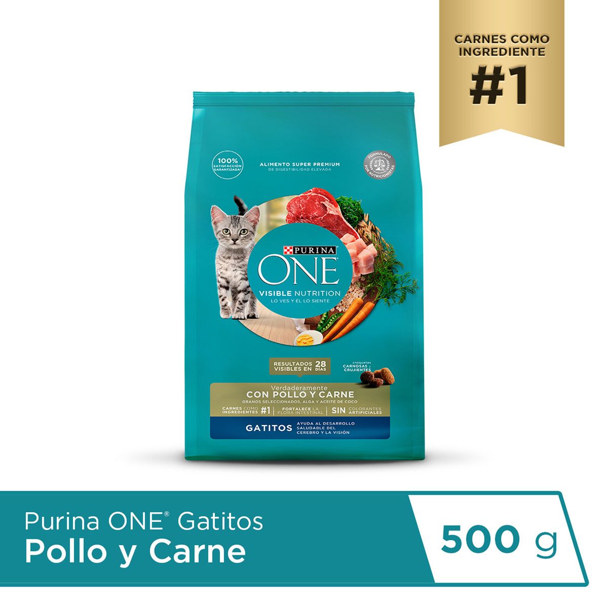 PURINA ONE - Alimento Seco Gatitos Purina One Pollo Carne Bolsa 500 g